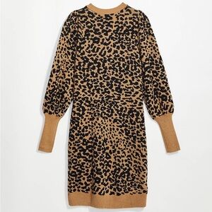 LOFT Leopard Print Sweater Dress – Medium Petite | Cozy Elegance | Animal Print